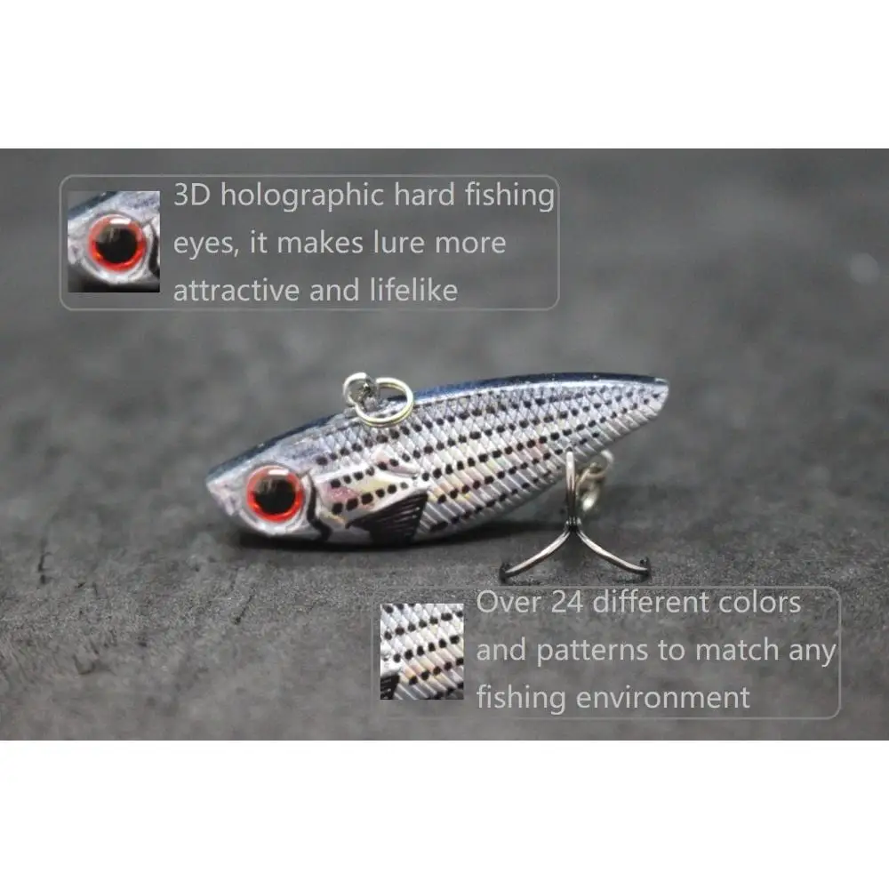 wLure Fishing Lure Lipless VIB 4cm 4.6g Tiny Hard Lure Carp Fishing Fly Fishing Bait Tail Hook Sinking to Bottom L666