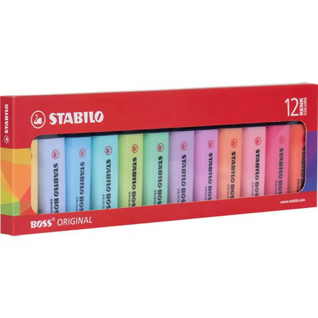 Stabilo Highlighter Boss has 12 pcs of refillable water-based ink suitable for use on paper, copy paper and fax paper. I