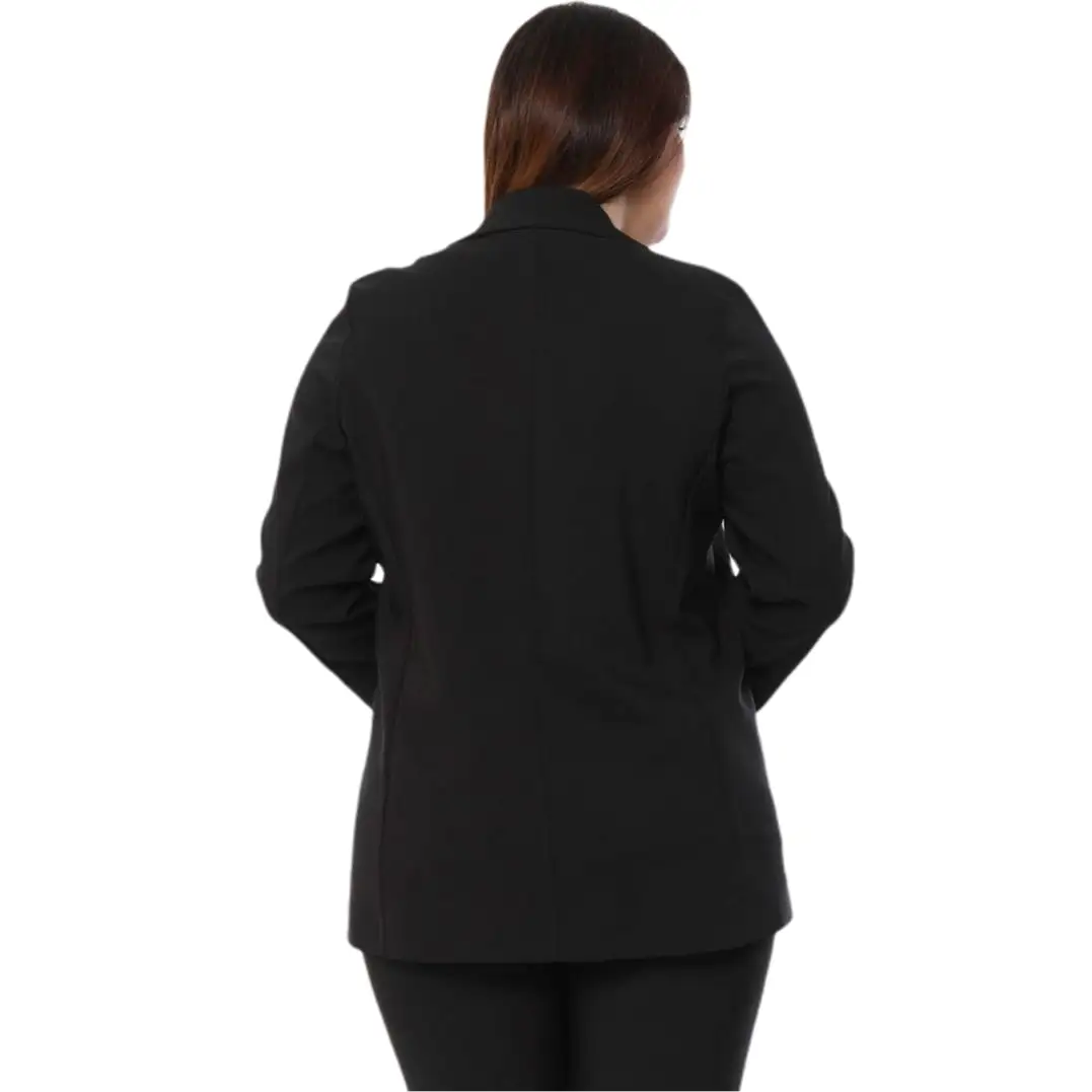 Hanezza Plus Size Women Fashion 2023 Summer Clothing Solid Long Sleeve Elegant Blazer Jacket 2XL - 6XL + Large Turn-Down Collar