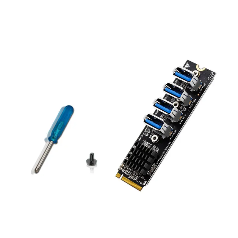 

M.2 M KEY PCI-E to 4-port PCI-E X1 expansion card 1 to 4 Graphics Card Expansion NGFF M.2 to USB 3.0 PCI Express Converter