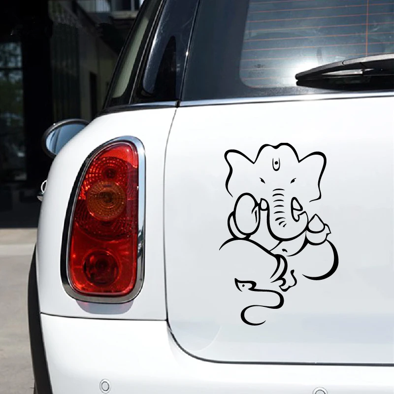 Namaste Ganesha Vinyl Sticker Car Window Decor, Elephant Buddha Lotus Laoptop Art Decal for Apple MacBook Pro/Air Decoration