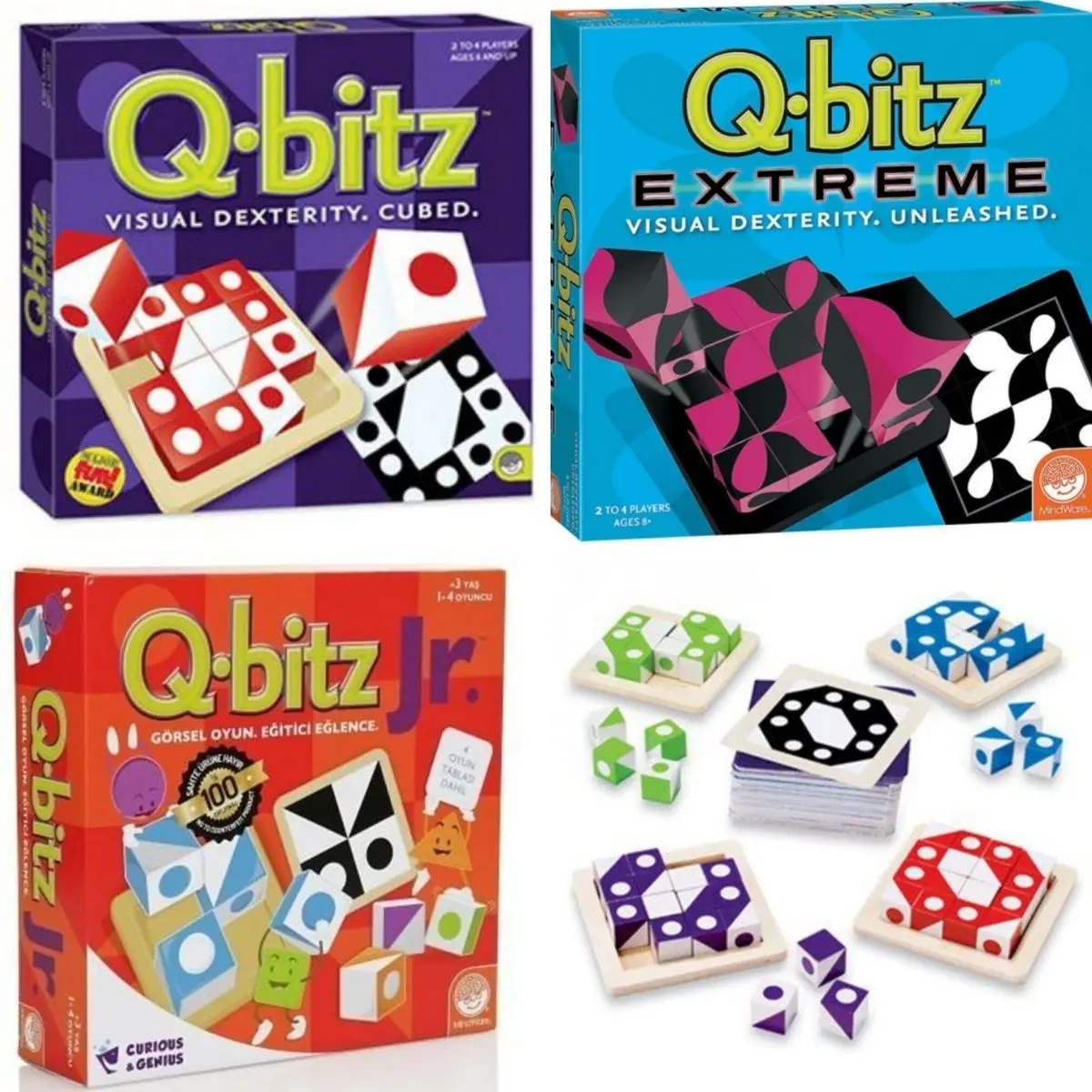 

Mindware Q-Bitz, Q-Bitz Extreme and Q-Bitz Junior Visual Skill Cubes Mind and Intelligence Game 3D Wooden Puzzle Interactive