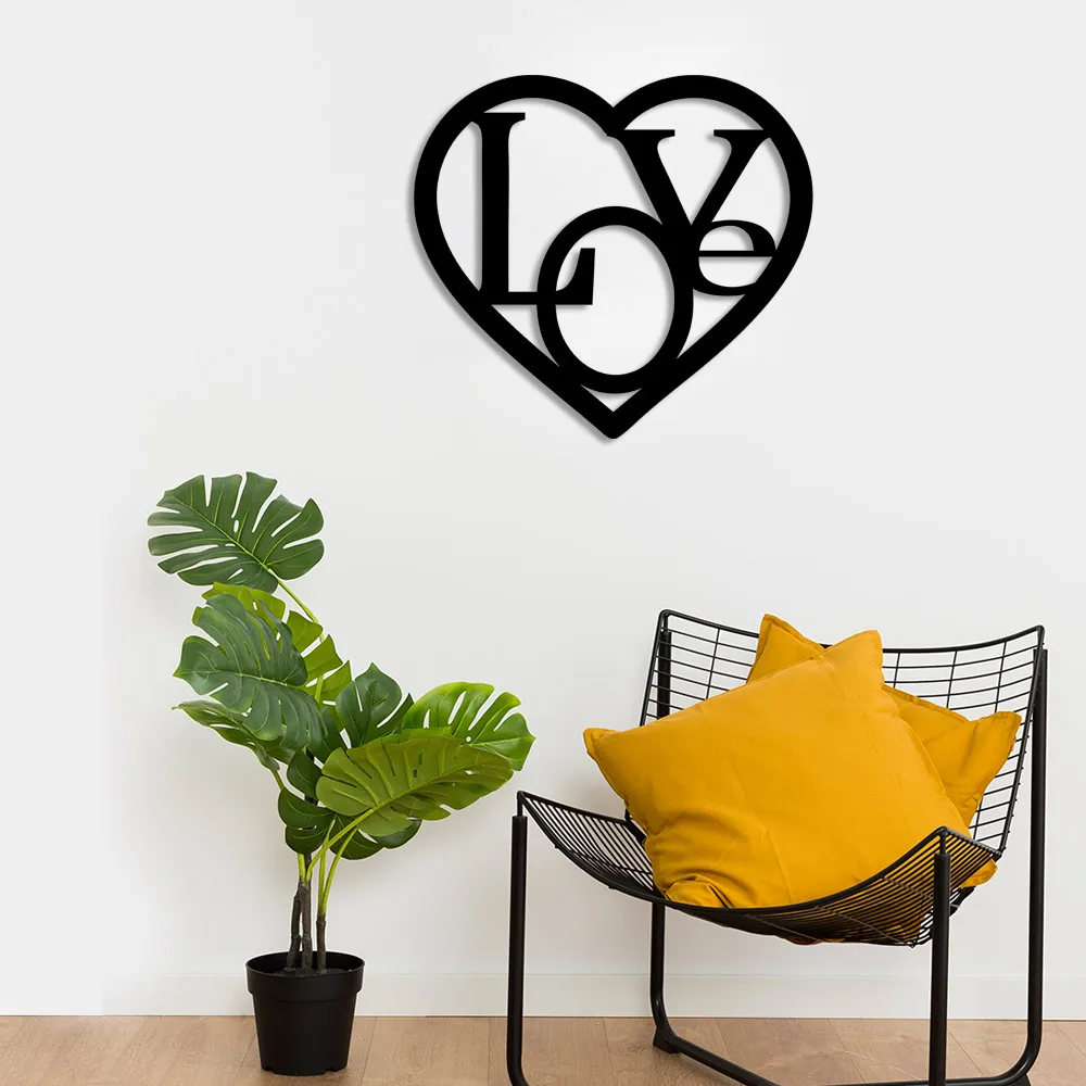 Heart Capital Letters Love Lettering Wall Accessory Wooden Table 50x45cm