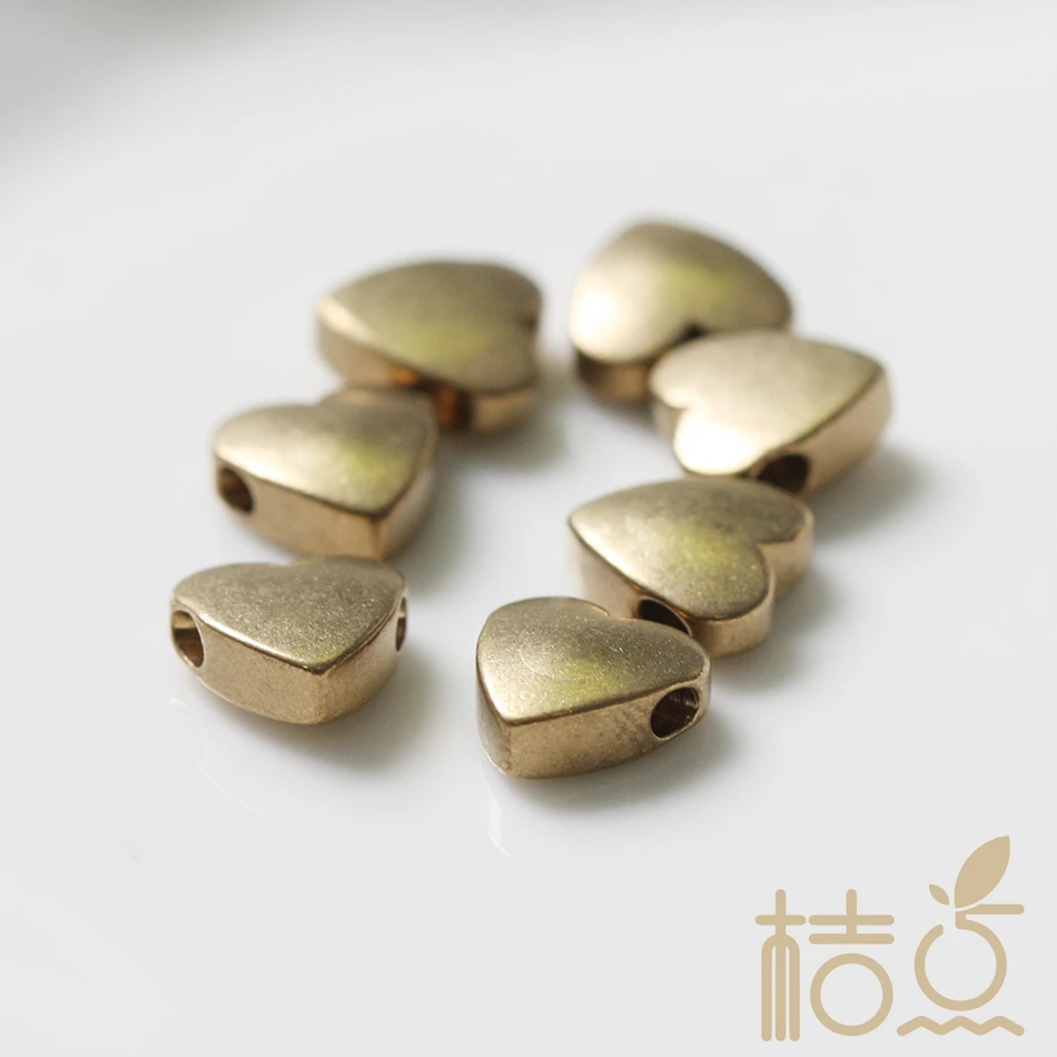 DIY Supply-10 Pieces Raw Brass Finding Spacers - Heart 8x3mm (4201C-S-454)