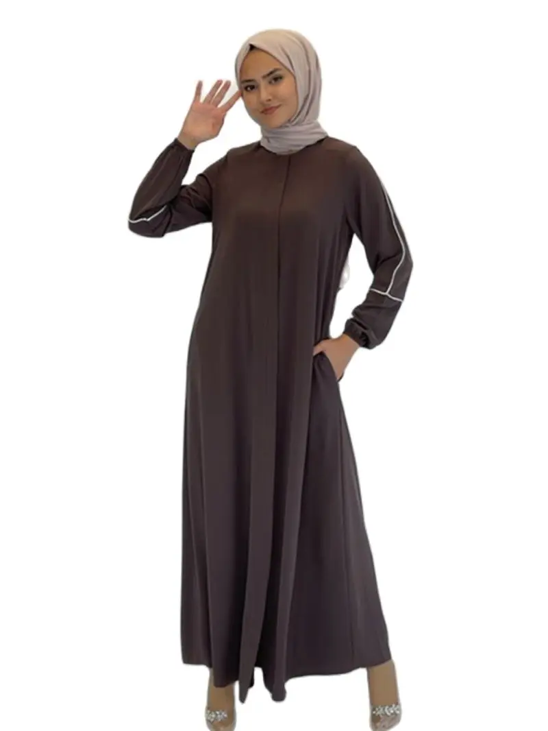 Muslim Abaya Islamic Dress Hijab Fashion Clothing For Fashion Clothing With Pocketable Sports Ferace With Zipper And Pockets