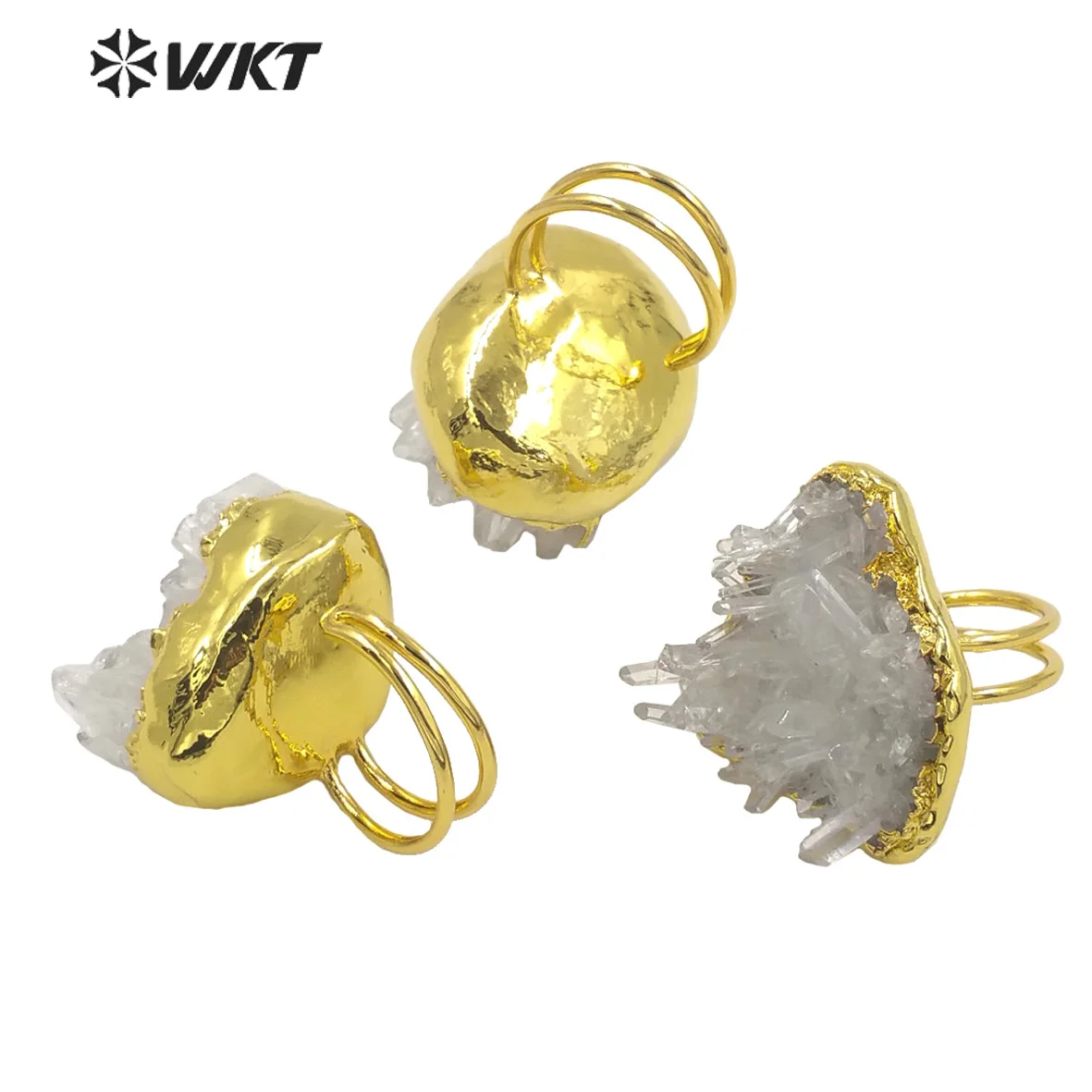 WT-R404 WKT 2022 beautiful rings Natural cluster quartzs Rings Adjustable for women party Rings jewelry trend gift