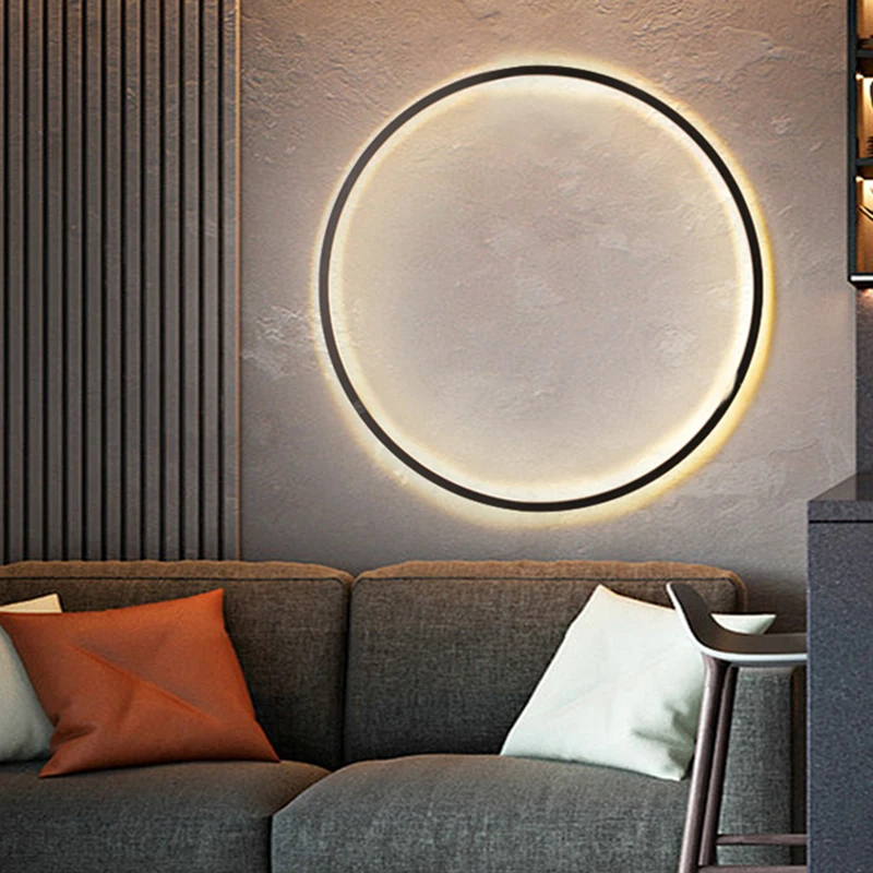 Simple Ring Circle Led Wall Lamps Living Room Decoration Living Room Bedroom Bedside Aisle Corridor Moon Indoor Lighting Fixture