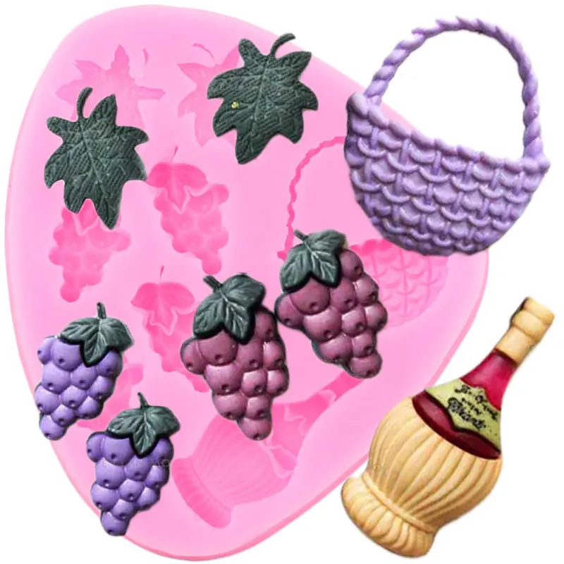 Basket Grape Silicone Mold Leaf DIY Baking Fruit Cake Decorating Tools Cupcake Topper Chocolate Making Mould Kitchen Accessories