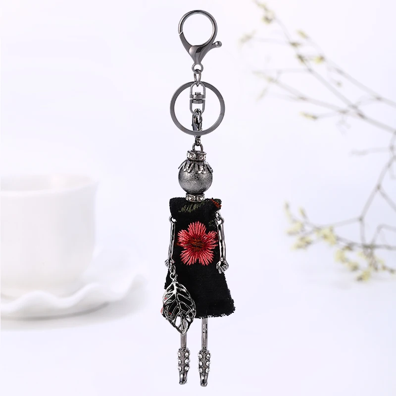 HOCOLE Fashion women cute doll bag keychain new trendy baby car pendant girls Flower key chains lovely Christmas gifts