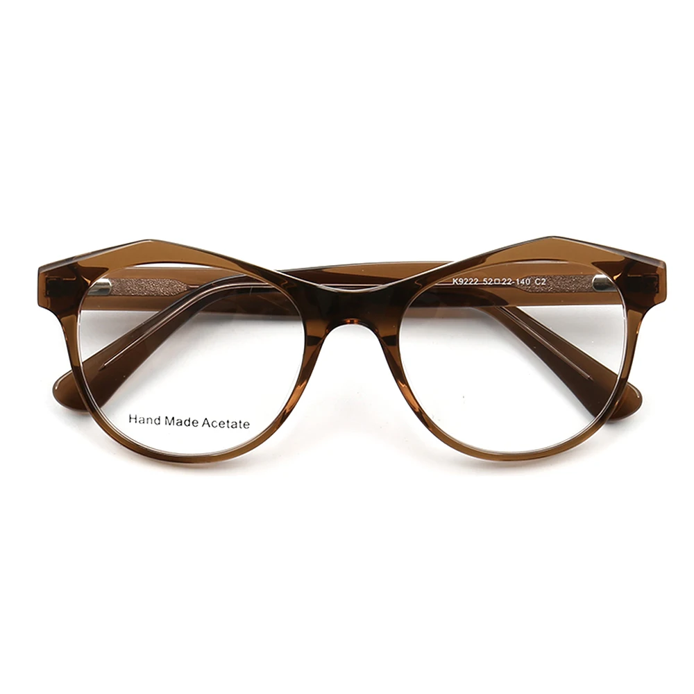 Women Round Optical eyeglass Frames men Fashion Special acetate Eyeglasses Frames vintage retro glasses frames light brown green