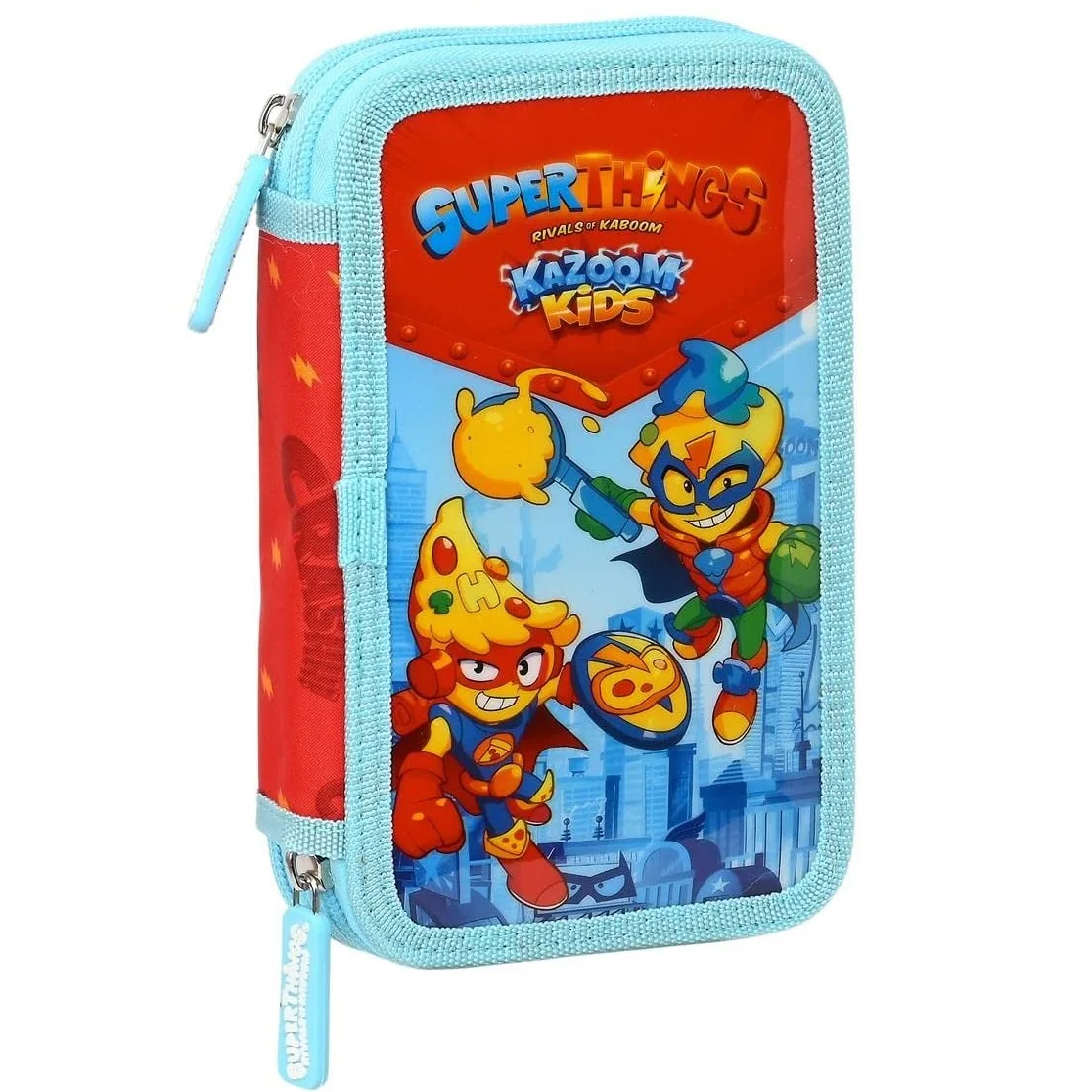 Safta Mochila Escolar(Portatodo,Estuche,Portameriendas) de SuperThings Serie 8 Rojo y Azul