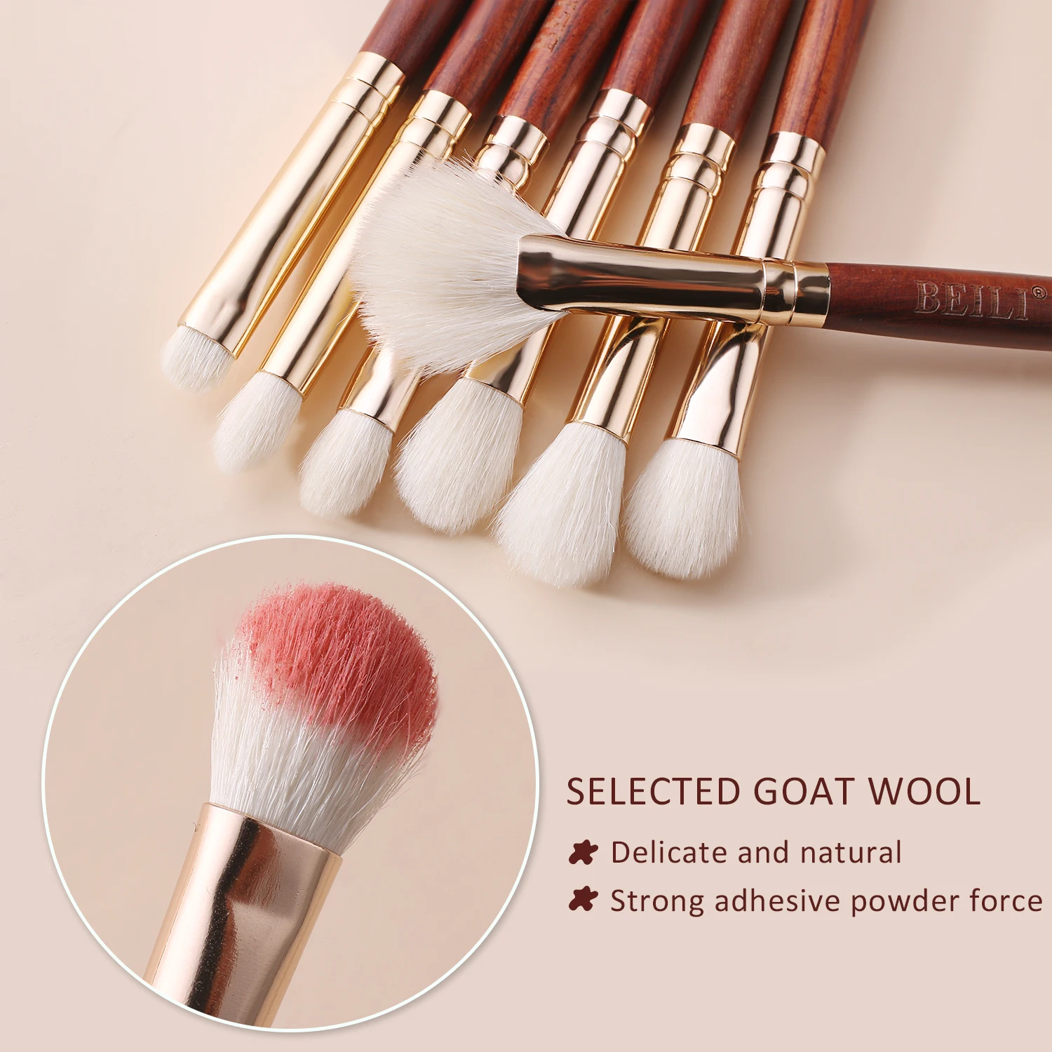 BEILI Wood Handle 10-13pcs Makeup Brushes Set Professional Foundation Eyeshadow Blush Highlighter Natural Face Make Up Brush Kit