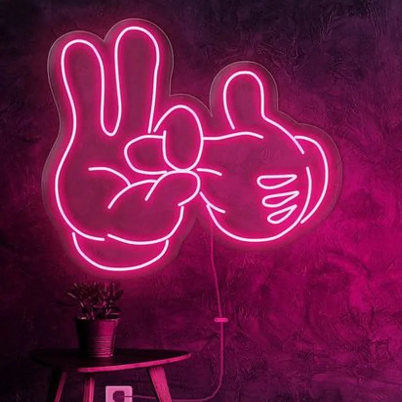 Neon Signs for Hand Gang Neon Glass Beer Bar Light Bulbs Sign Store Display Advertise Man Cave Bedroom Decor Handmade Iconic