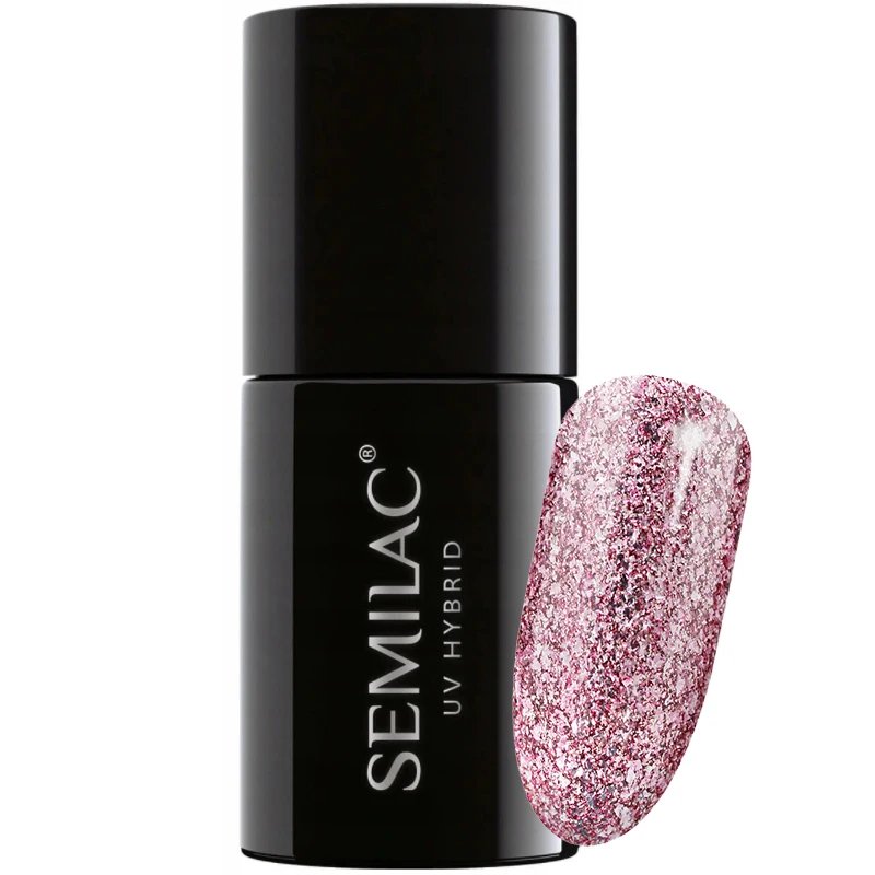 Semilac Rose Pink Shimmer 294 semi-permanent coverage, UV hybrid nail polish texture Gel