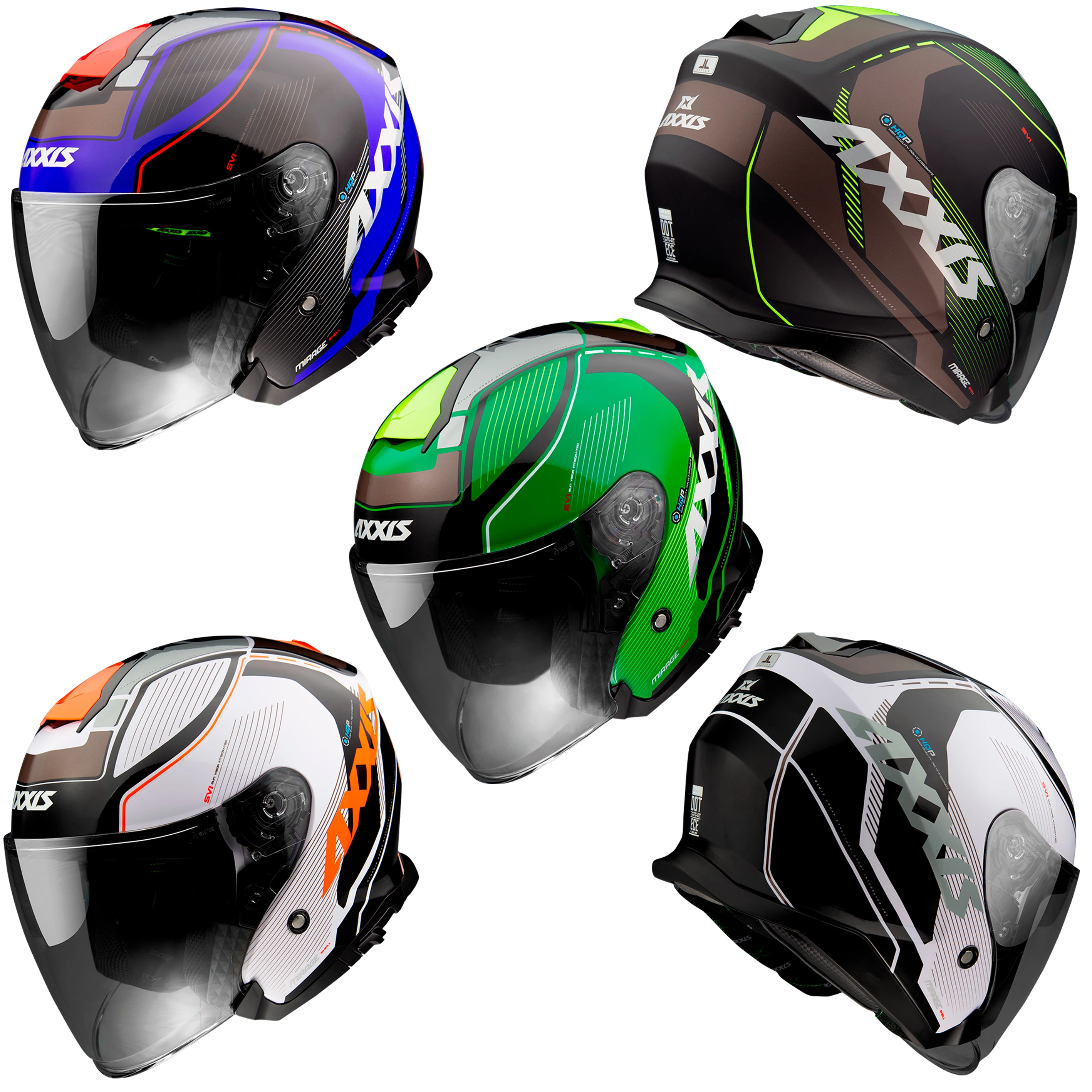 Axxis OF504SV-Jet helmet motorcyclist Mirage Moto, Solid or decorated Village sizes XS to XL motorcycle