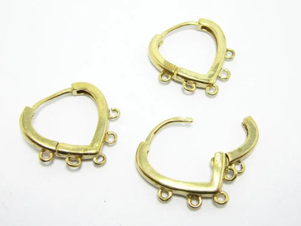 6pcs Heart Earring Charms, Tiny Ear Hoops With Loop, Brass Connector Findings, 17.5x16mm, Jewelry Making Supplies R1046