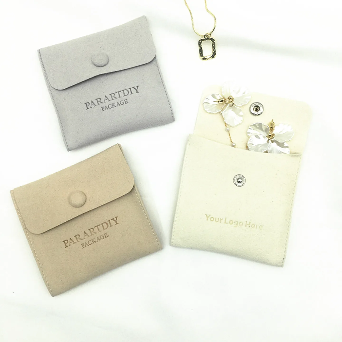 50 Personalized Logo Print Jewelry Packing Pouches Custom Earrings Packaging Brooch Ring Gift Bag Wholesale Any Size