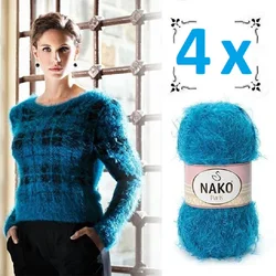 NAKO Paris przędza 4x10 0g dzierganie ręczne szydełkowanie miękki pluszowy norek Merino Cashmere oryginalna nić pióro futro rzęs barwione szal szal