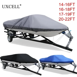 Uxcell 210D Fishing Ski Boat Cover 14-16ft/16-18ft/17-19ft/20-22ft V-Hull Sunproof UV Protector Speedboat Boat Mooring Cover