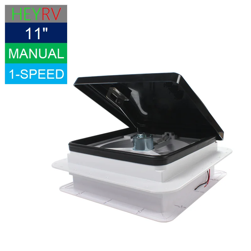

HEYRV NEW 12VDC 11" CE KC Certificated Manual Control RV Roof Vent Fan with Black or White Lid Color