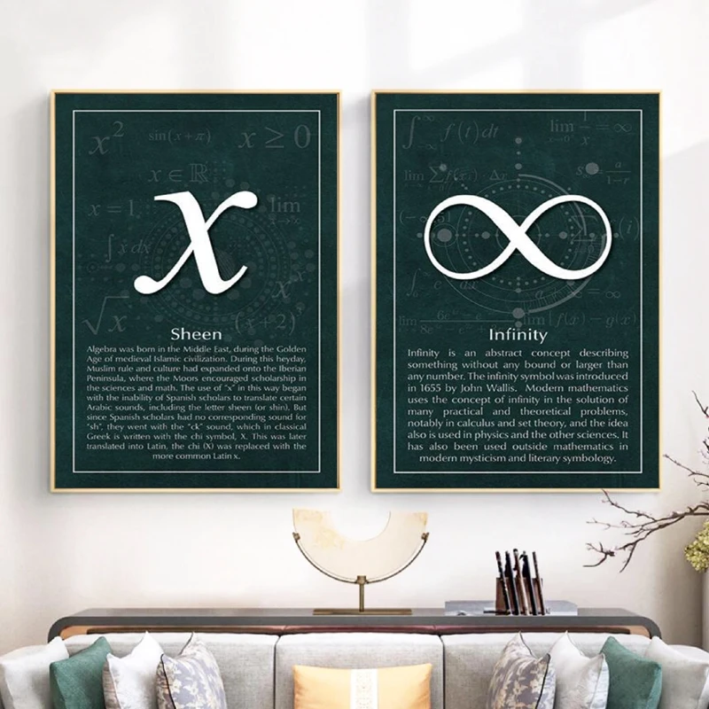 Math Poster Art Print Maths Educational Posters Print Infinity Calculus Mathematics Wall Art Canvas Painting Classroom Decor