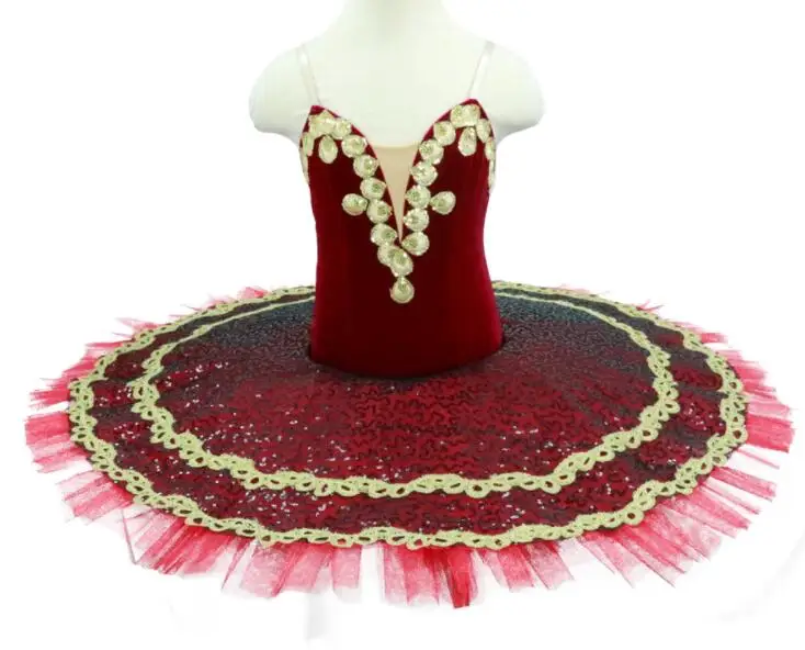 Paquita Pancake Tutu  Classical Royal Red Ballet Platter Tutu sequin shiny Paquita Pancake Tutu Dress