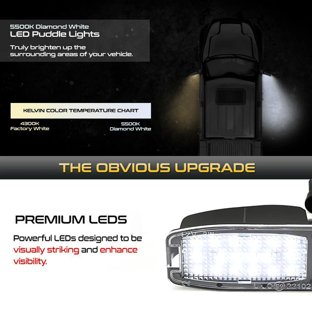 Lâmpadas LED espelho lateral para Land Rover, poça de luz, descoberta 3, descoberta 4, Freelander 2, Range Rover 3, esporte L320, LR2, LR3, LR4, 2pcs