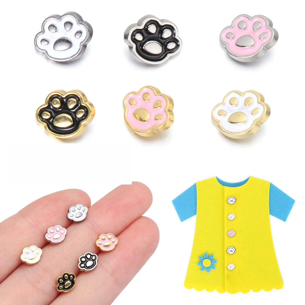 20pcs Tiny Mini Buttons Metal Cat Paw DIY Doll Buckles For Clothing Woman Kids Decorative Doll DIY Mini Clothes Sewing Accessory