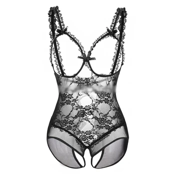 S-6XL Hot erotische kanten lingerie voor vrouwen sexy holle ondergoed porno jurk open bh kruis sexy lingerie teddy plus size porno seks