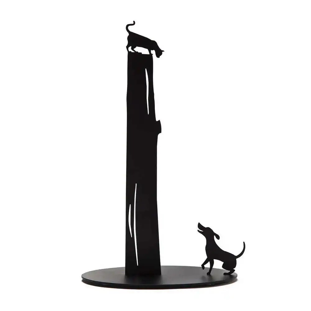 Thorqtech Metal Paper Towel Holder Cat / dog Figured Decorative Black Matt Electrostatic Paint Towel Holder