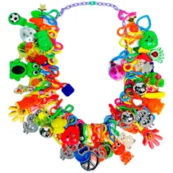 VINTAGE Plastic 60 Charms 80cm Necklace Retro Fashion Cloth Jewellery Jewelry Chain Girls Birthday Party Favor 80' X'mas Novelty