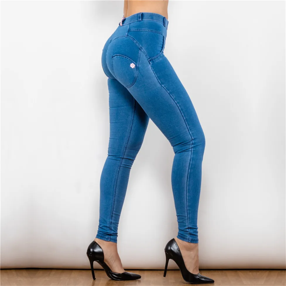 Melody – Jean Slim bleu clair pour femmes, jegging moulant Ultra extensible pour la Gym et la mise en forme