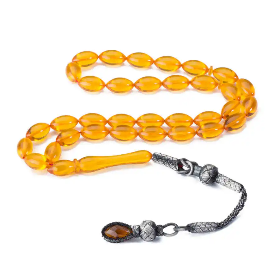 Yellow Bakalite Rosary with Sterling Silver Tassel Stylish Design That Provides Long-term Good Quality And Durability Luxury New