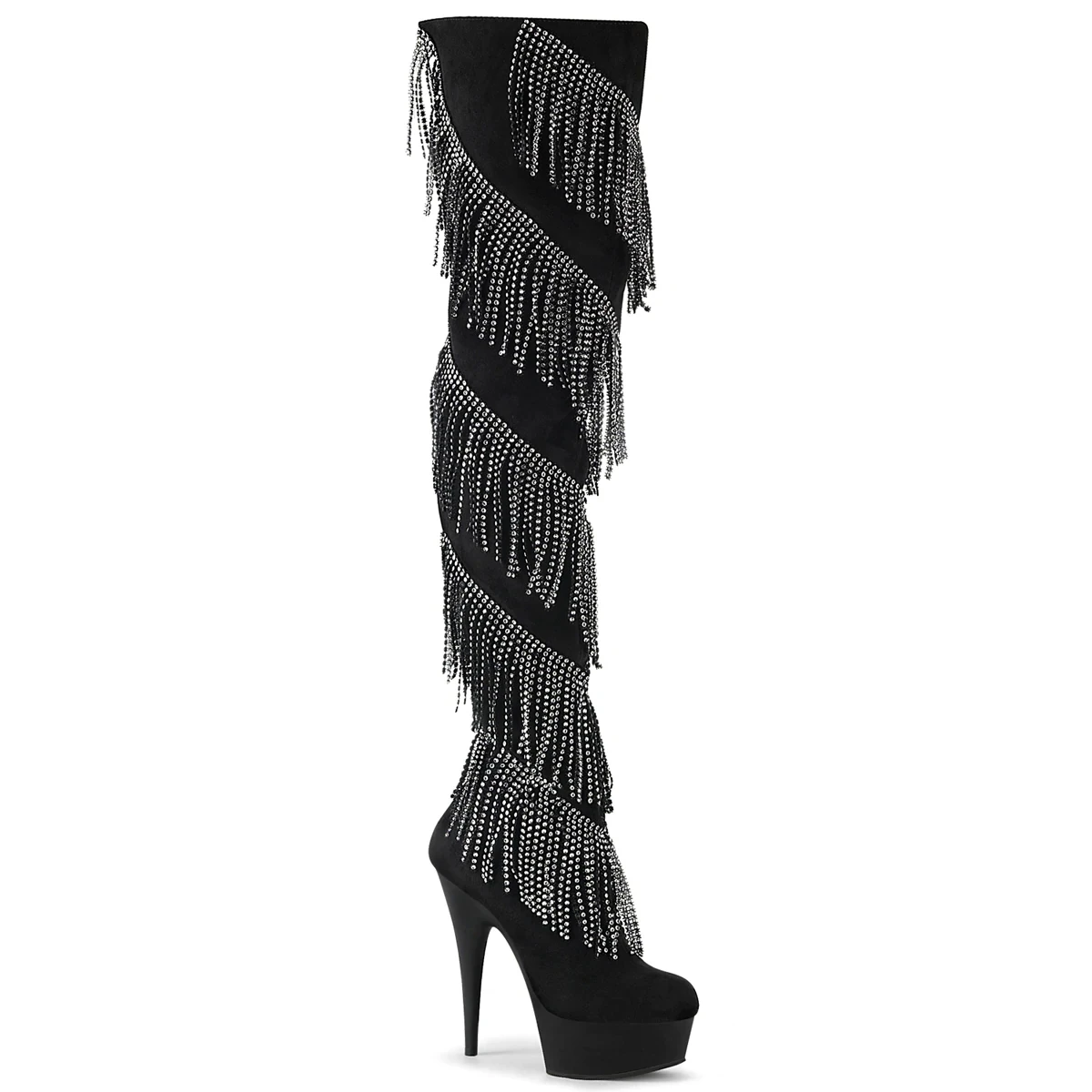 

Newest Bling Bling Rhinestone Tassel Thigh Boots Crystal Fringed Boots Spring Fashion Platform Over The Knee Boots 44