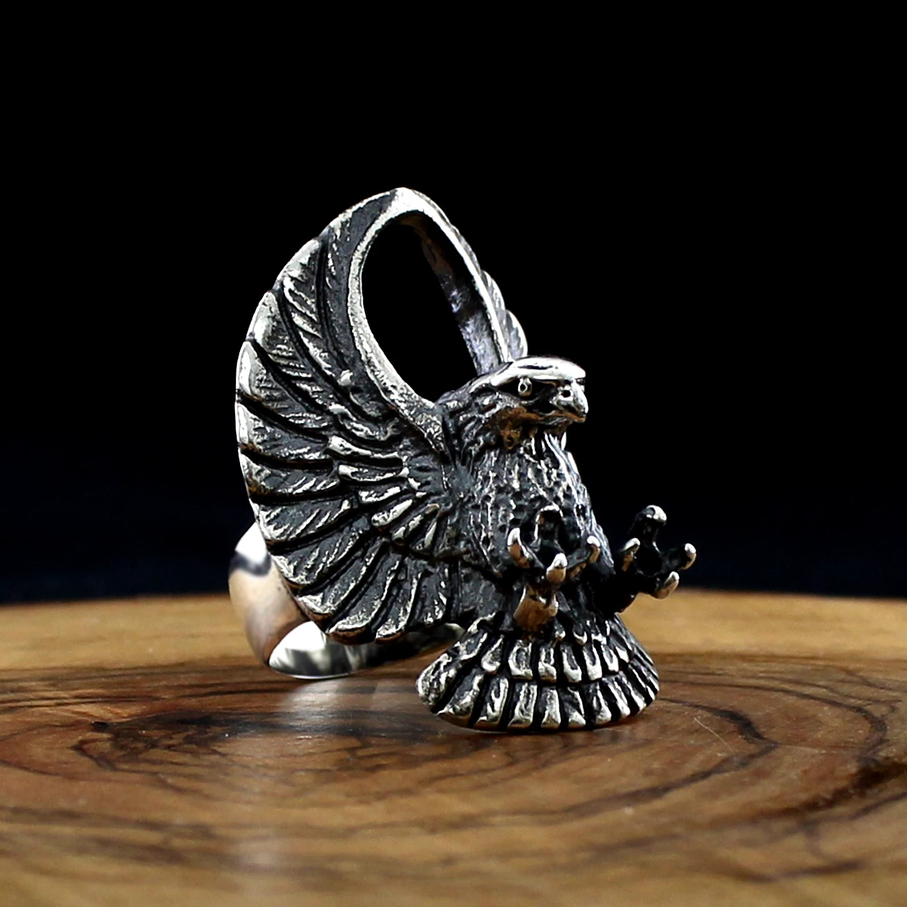 Real Pure 925 Sterling Silver Eagle Pattern Ring For Men Women High quality Hand Made Unisex Punk Retro Zircon Onyx Aqeq Stone Jewelry Fashion Vintage Gift Accessory