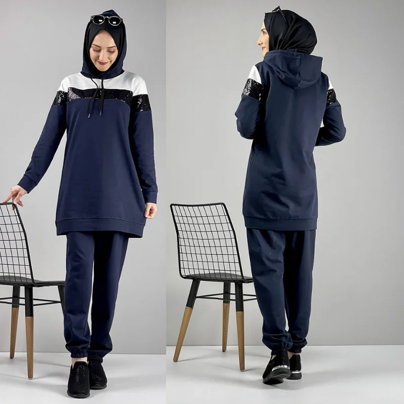 Trainingspak Set Nieuwe Seizoen Moslim Mode Arabië Dubai Mode Trends 100% Made In Turkije Abaya Hijab Kleding Moslim Sets