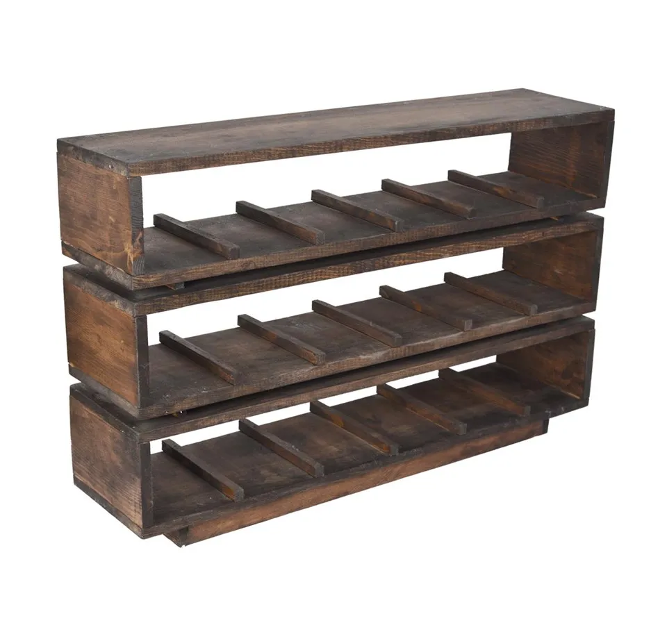 

Rustic Wooden Wine Rack Width 16 cm Length 62,5 cm Height 39 cm Color Walnut Wooden Type Pine decorative 18 wine holder