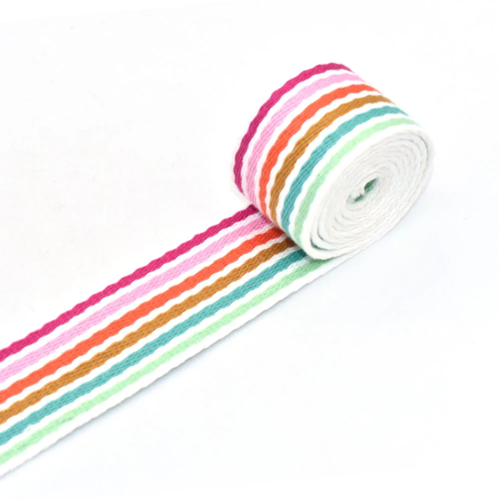 

1.5"Rainbow Stripe Ribbons Webbing Belt - Knit Tape Ribbon Bag Belt Ribbon Bag Webbing Dog Collar Webbing for Garment Sewing