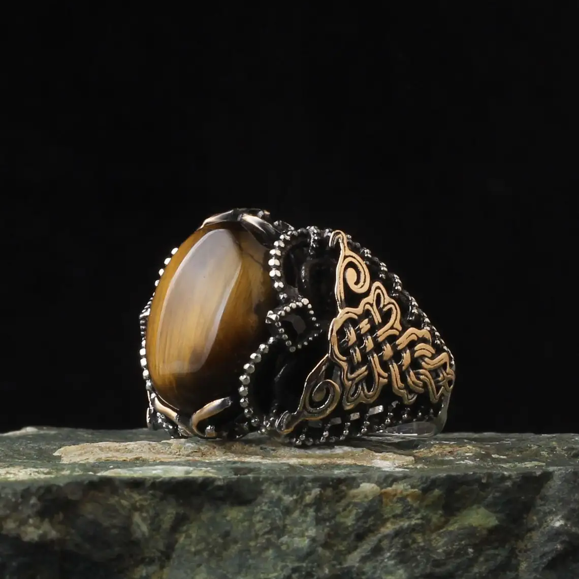 925 Sterling Silver Tiger's Eye Handmade Men's Ring , Tiger's Eye Gemstone Mans Ring, Brown Stone Silver Ring For Men