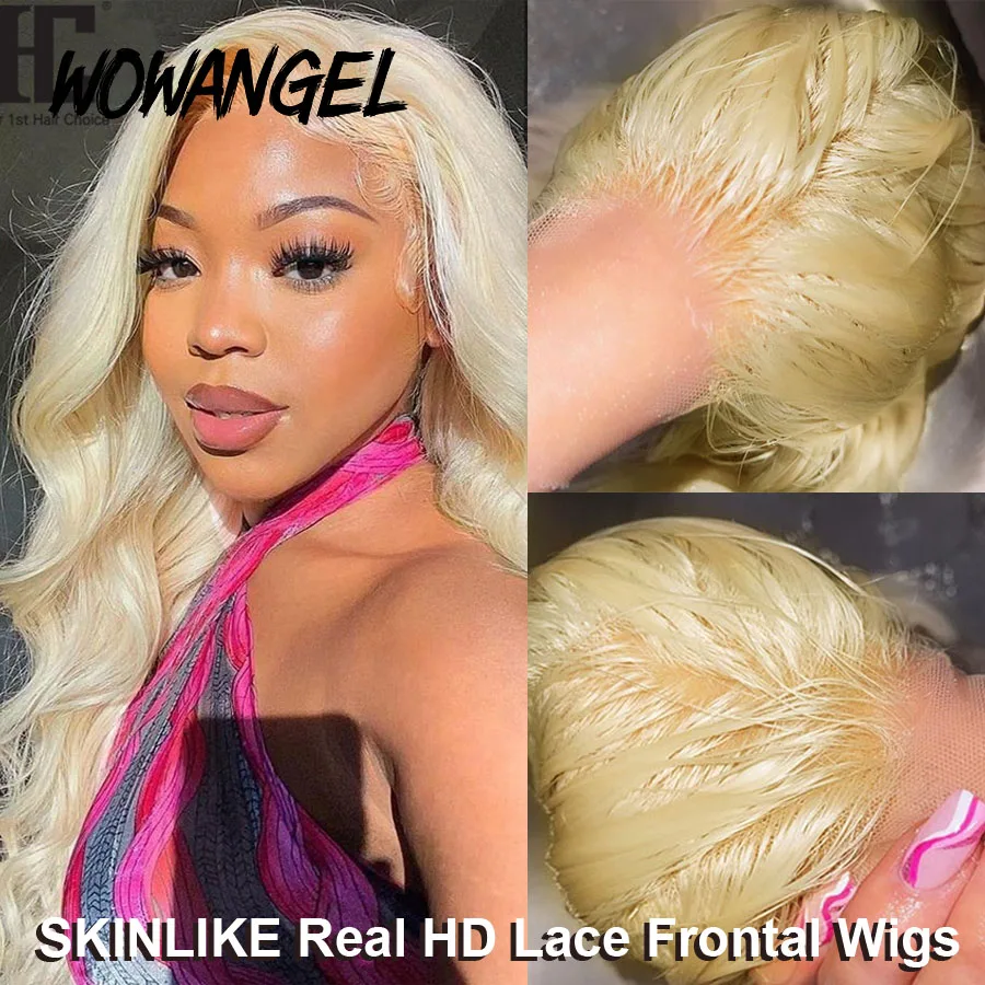 Wow Angel Echte HD Lace Frontal Perücke 250% 13x4 HD Lace Front Echthaarperücke 613 Blond Body Wave Perücken HD Lace Closure Perücke ohne Kleber – Detail 3