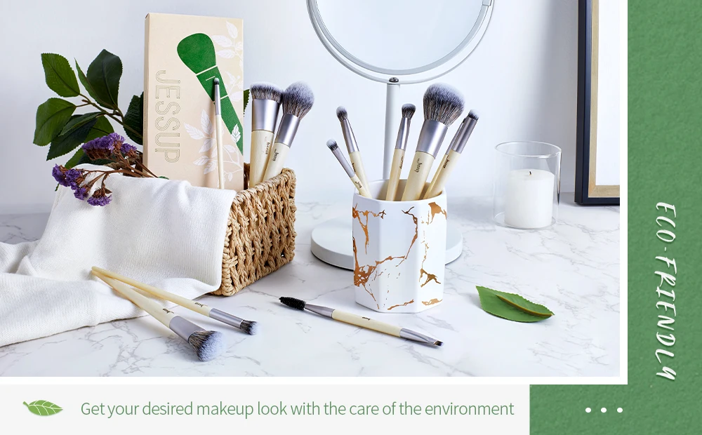 Jessup Makeup Brushes Set Premium Synthetic Foundation Powder Angled Concealer Blending Eyeshadow Duo Eyebrow Brush Makeup T327