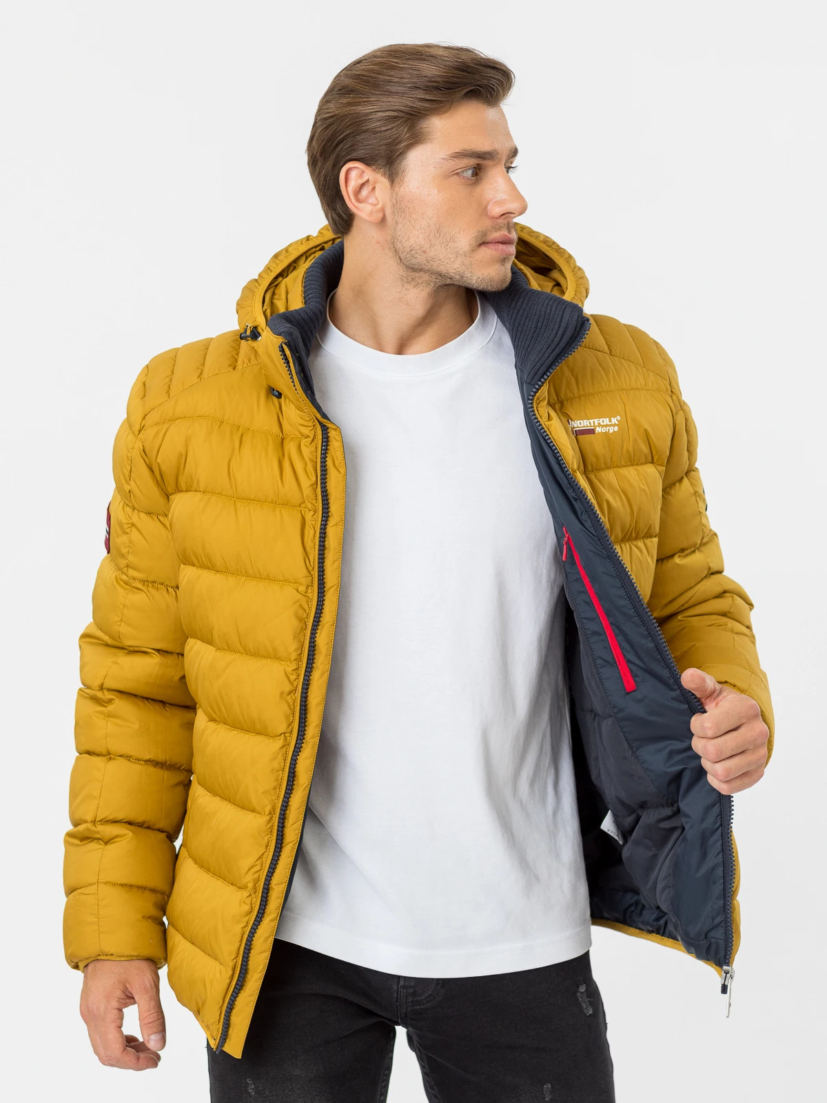 Nortfolk-Chaqueta acolchada con capucha para hombre, parka corta a prueba de viento, gruesa, de algodón, para Otoño e Invierno