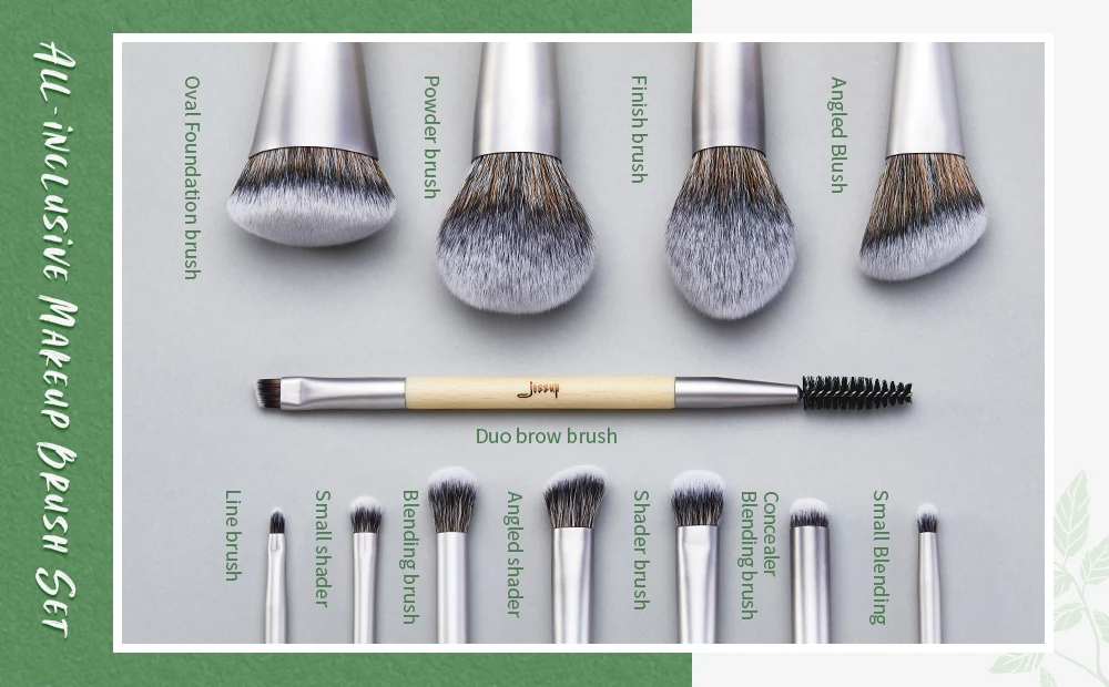 Jessup Makeup Brushes Set Premium Synthetic Foundation Powder Angled Concealer Blending Eyeshadow Duo Eyebrow Brush Makeup T327