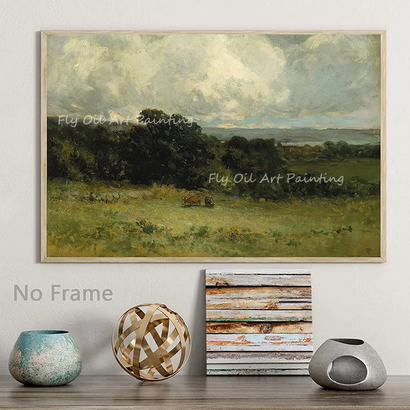 

100% Handmade classic green outside scenery landscape artwork Oil Painting on Canvas for Home Office Decoration