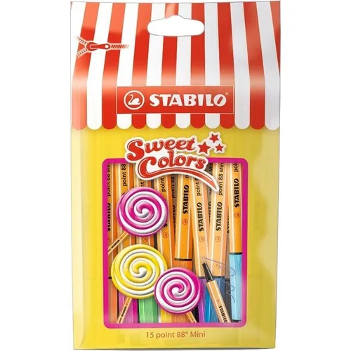 Stabilo Point 88 Mini Sweet Colors 15 Pcs 0.4 mm Nib ORIGINAL BRAND HIGH QUALITY School Office Homework Stationery