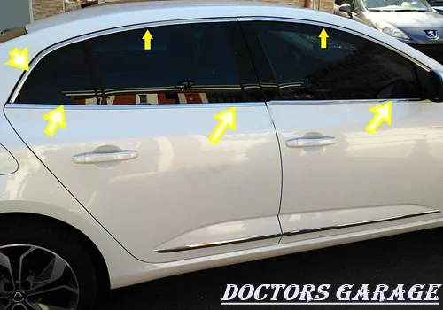 For Megane 4 Sedan Chrome Window Trim 2016 2017 2018 2019 and 6 Pieces Car Accessories  Special Chrome Accessory