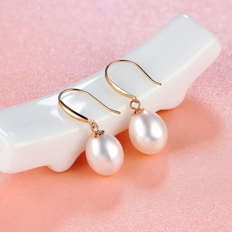 

Pure 18K Yellow Gold Earrings Women AU750 Gold Pearl Dangle Earrings Vintage Earrings