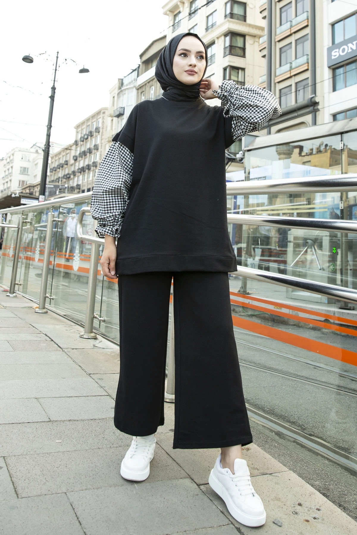 Women Oversize 2Pcs Combine Tunic Track suit Modest Clothing Muslim Fashion Casual Street Turkey Abaya Dubai Marocain Hijab