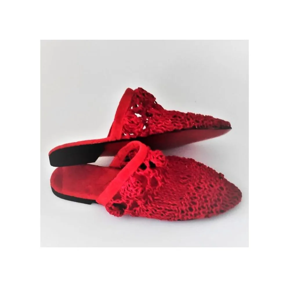 SRO Design Suede Raffia Babouche Slippers-Khaki Camel Red Creative Organic Chic Elegant Gracious Stylish Classy