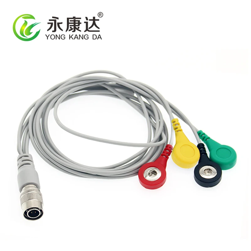 PI Holter Cable 4 Lead ECG Leadwire IEC DIN3.85 Snap